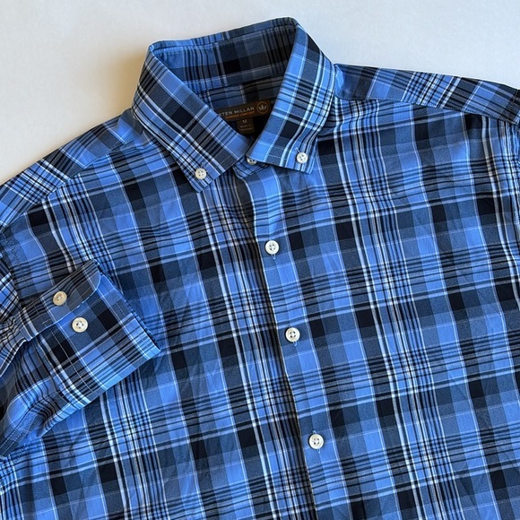 Peter Millar Other - Peter Millar Summer Comfort Performance LS Blue Plaid Shirt‎ Mens Size Medium